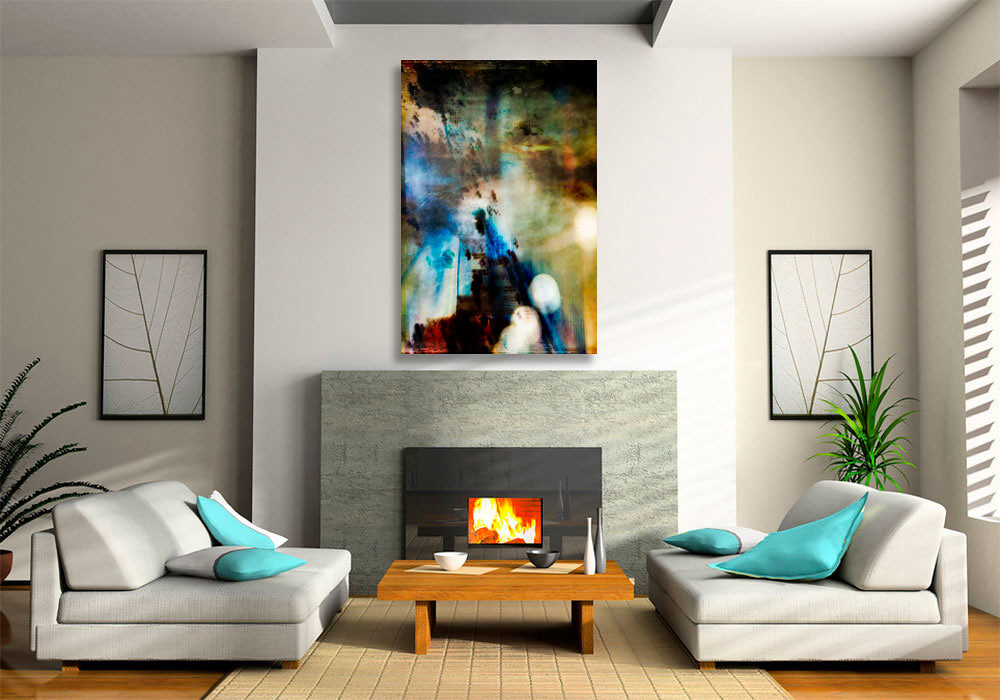 Art hanging on wall in living room